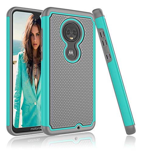 Moto G7 Case, Motorola Moto G7 Plus Case, T-Mobile Revvlry+ Plus Case,Njjex [Nveins] Impact Hybrid Dual Layers Hard Plastic + Soft Silicone Rubber Armor Defender Shockproof Slim Phone Cover -Turquoise