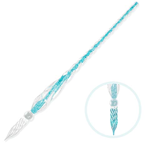 ESSSHOP Handmade Glass Dipped Pen Art - Elegant Crystal Pen for Writing, Drawing, Signatures, Calligraphy, Decoration, Business Gift (Blue#3)