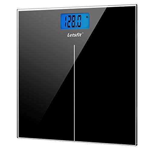 Book Cover Letsfit Digital Body Weight Scale, Bathroom Scale with Large Backlit Display, Step-On Technology, High Precision Measurements, 400 Pounds 180kg Max, 6mm Tempered Glass