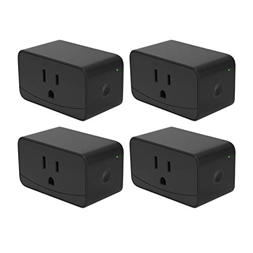 Book Cover meross Smart Plug Mini WiFi Outlet, Compatible with Alexa and Google Assistant, App Control, Timer Function, 16A, No Hub Needed, FCC & ETL Certified, Black 4 Pack
