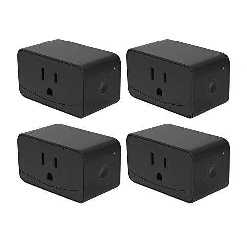 meross Smart Plug Mini WiFi Outlet, Compatible with Alexa and Google Assistant, App Control, Timer Function, 16A, No Hub Needed, FCC & ETL Certified, Black 4 Pack