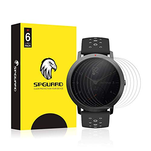 [6-Pack] SPGuard Compatible with Withing Steel HR Sport LiQuidSkin Screen Protector, HD Clear Film Anti-Bubble Protector for Withing Steel HR Sport Watch[Active Protection]