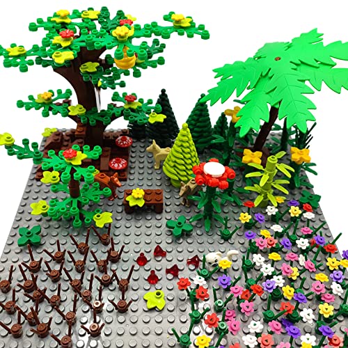 Book Cover Garden Park Building Block Parts Botanical Scenery Accessories Plant Set Building Bricks Toy Trees Flowers Compatible All Major Brands (Without Baseplate)