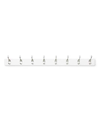 AmazonBasics Wood Wall Mounted Modern Coat Rack - 8 Hook, 92 cm, White