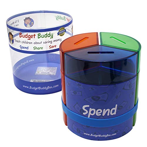 Book Cover Save Spend Share Money Jar | Three-Part Money Tin Teaches Kids Financial Management - Deposit Coins and Bills