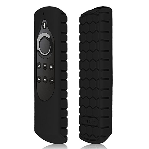 Book Cover CaseBot Remote Case for Fire TV Stick 4K / Fire TV Cube/Fire TV (3rd Gen) Compatible with 1st Gen/2nd Gen Alexa Voice Remote Control - Honey Comb Series [Anti Slip] Shockproof Silicone Cover, Black