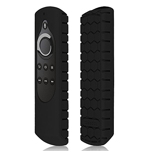 CaseBot Remote Case for Fire TV Stick 4K / Fire TV Cube/Fire TV (3rd Gen) Compatible with 1st Gen/2nd Gen Alexa Voice Remote Control - Honey Comb Series [Anti Slip] Shockproof Silicone Cover, Black