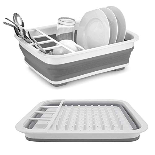 Collapsible Drying Dish Storage Rack, Dish Drainer Dinnerware Basket for Kitchen Counter RV Campers Portable Dinnerware Organizer