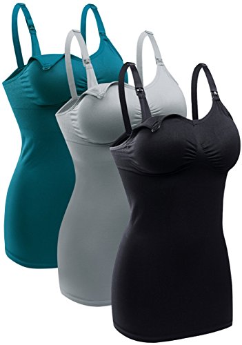 Book Cover Womens Nursing Tank Tops Built in Bra for Breastfeeding Maternity Camisole Brasieres