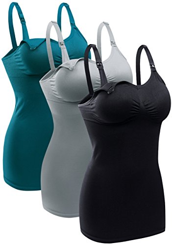 Womens Nursing Tank Tops Built in Bra for Breastfeeding Maternity Camisole Brasieres