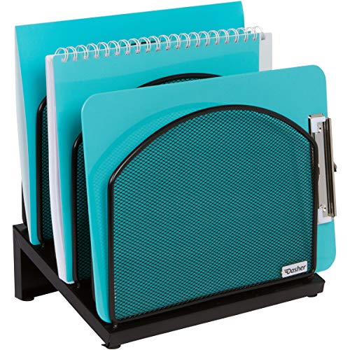 Dasher Products Inclined File Sorter Desk Organizer - File Rack with 5 Upright Sections for Documents, Binders, Folders, Clipboards, and More. Desktop Organization for Home, Office, School, and Store