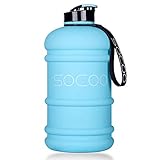 SOCOO 1.0-2.2L Water Jug Motivational Workout Fitness Bottle/BPA-Free for Gym Athletic Outdoor Plastic Sports (2.2L Blue)