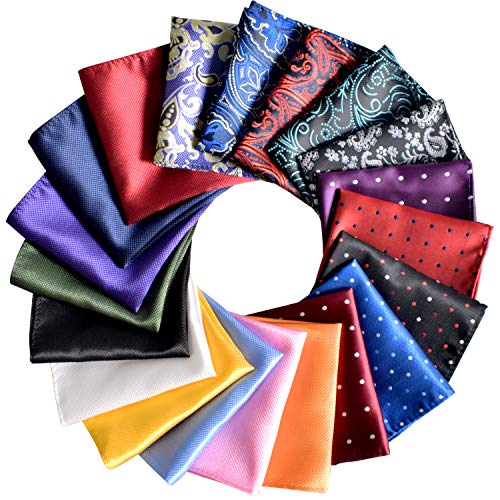 Book Cover Pocket Squares for Men 20 Pack Mens Pocket Squares handkerchiefs Set Assorted Colors with Box