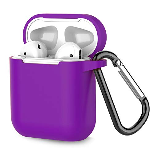 Airpods Case, Coffea AirPods Accessories Shockproof Case Cover Portable & Protective Silicone Skin Cover Case for Airpods 2 & 1 (Front LED Not Visible) - Purple