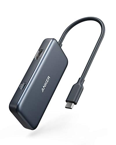 Anker 4-in-1 USB-C Adapter, with 4K USB-C to HDMI, 2 USB 3.0 Ports, 60W PDCharging, for MacBook, ChromeBook, XPS and More (Space Grey)