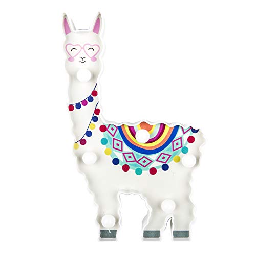 MUMUWIND Llama Sign Lights LED Night Light Baby Alpaca Toys Gifts Wall Decor Desktop Decoration Lamp Battery Operated for Kids,Nursery,Home Decorations Christmas Birthday,Party,Wedding (White Llama)