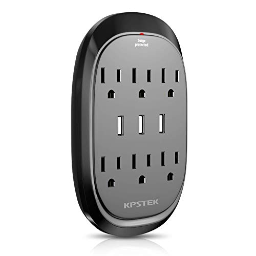 KPSTEK 6 Outlet Plug Extender, Multi Outlet Wall Plug Splitter with 3 USB Charging Ports (3.4A Total), Surge Protector for Home and Office, Dorm Essentials, Black – KS3336f