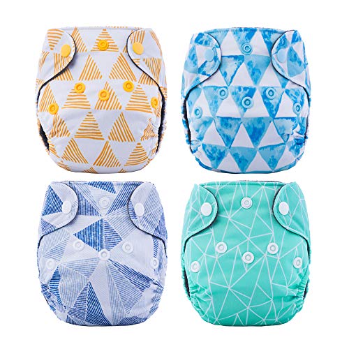 Thank u Mom Pocket Newborn Cloth Diapers for Less Than 12pounds Baby 4 Pack (triangle prints)
