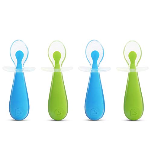 Munchkin 4 Piece Silicone Trainer Spoon, Blue/Green