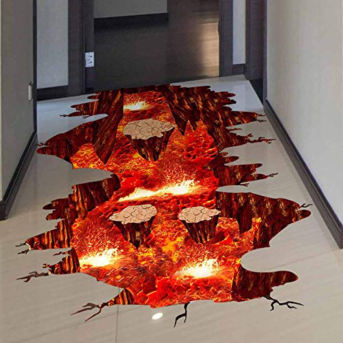 Book Cover Creative 3D Space Wall Decals Removable PVC Magic Floor Flame and Lava Wall Stickers Murals Wallpaper Art Decor for Home Walls Ceiling Boys Room Kids Bedroom Nursery School