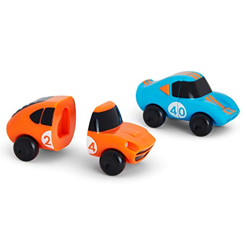 Munchkin Mix and Match Cars Toddler Bath Toy, 2 Pack, Blue/Orange