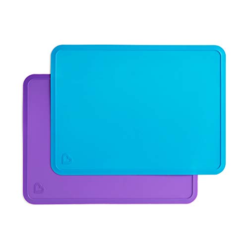 Book Cover Munchkin Silicone Placemats for Kids, 2 Pack, Blue/Purple