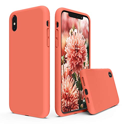 Book Cover SURPHY Silicone Case for iPhone Xs Max Case, Soft Liquid Silicone Shockproof Phone Case (with Microfiber Lining) Compatible with iPhone Xs Max (2018) 6.5 inch (Nectarine)