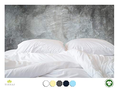Book Cover 500-Thread-Count Organic Cotton Duvet Cover - 500TC Twin & Twin XL Size Ultra White Color - for Bedding - 100% GOTS Certified Extra Long Staple, Soft Sateen Weave Finish - Luxury Collection