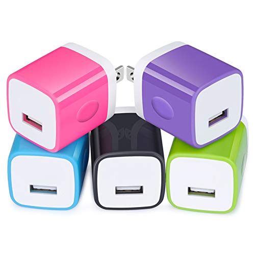 Single Port USB Wall Charger, Charging Block Box Cube NINIBER 1A/5V 5-Pack One Port Charging Brick Base USB Power Adapter Compatible for iPhone XR/X/8/7/6S/6S Plus Samsung Galaxy S9/S8/S7 Edge