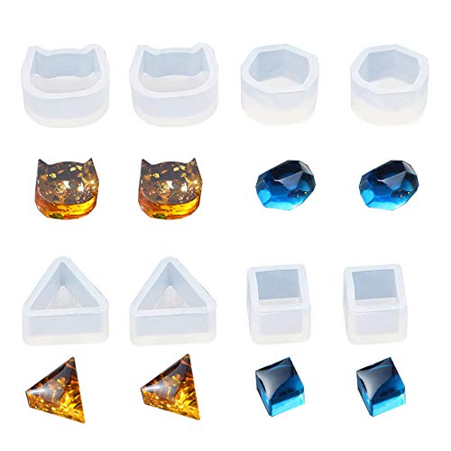 Daimay 16PCS Silicone Resin Mould Jewelry Casting Moulds Clear Tiny Ear Stud Earring Mold for DIY Jewelry Craft Making - 4 Shapes
