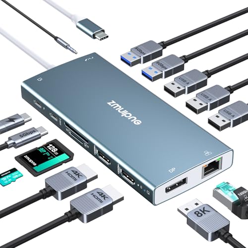 USB C Hub Dongle Adapter for MacBook Pro 2020-2016,MacBook Air 2020-2018,Surface Go and More,7 in 1 Type C Dongle with 100W Power Charging,4K HDMI Port,3 USB 3.0 Ports,SD and Micro SD Card Reader