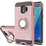 YmhxcY Galaxy J2 Core Case,J2 (2019) /J2 Shine/ J2 Dash/ J2 Pure with HD Screen Protector, 360 Degree Rotating Ring & Bracket Dual Layer Resistant Back Cover for Samsung J2 2019(5.0")-ZH Rose Gold
