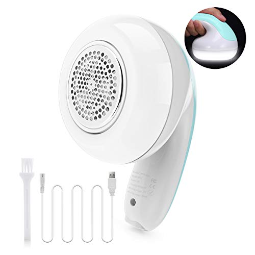 Portable Fabric Shaver and Lint Remover with LED Light Ring, Morpilot Rechargeble Lint Shaver with USB Charging Cord for Clothes, Fabrics and Furniture Fast Removal