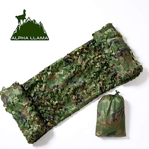 Alpha Llama Extra Durable and Safe 210D Oxford Camo Netting, 6.5 x 10ft Woodland for Camping, Military, Professional Hunting, Shooting, Blind, Hide, Children’s play, Kids, Sunscreen, Army, Sun shading