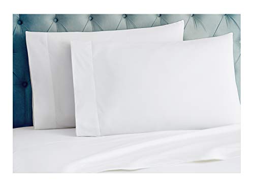 Book Cover Tissaj Standard Size Pillow Covers - 2 Cases Set - Ultra White Color - 100% GOTS Certified Organic Cotton - 300 TC Thread Count - for Sleeping on Twin, Twin XL, Full, Queen Size Beds - 4 inch Hem