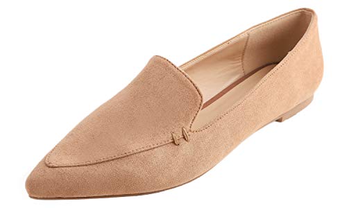 FEVERSOLE Women's Loafer Flat Pointed Fashion Slip On Comfort Driving Office Shoes