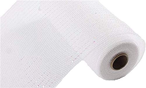 Floral Supply Online - 10 inch x 30 feet White Iridescent Metallic Mesh Ribbon. The Exclusive Metallic White Iridescent Mesh with A Unique Touch of Color and Sparkle.