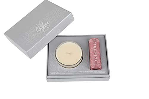 Scentered Aromatherapy Essential Oils Balm & Scented Candle Gift Set - I Want to DE-Stress, Sleep Well, BE Happy, Escape, Love - Gifts for Women