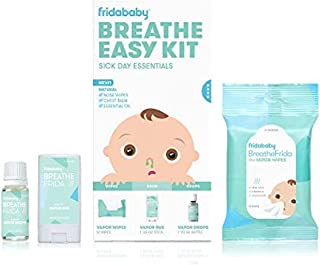 Book Cover Breathe Easy Kit Sick Day Essentials by FridaBaby - Natural Vapor Wipes, Organic Vapor Rub + Organic Vapor Drops, White