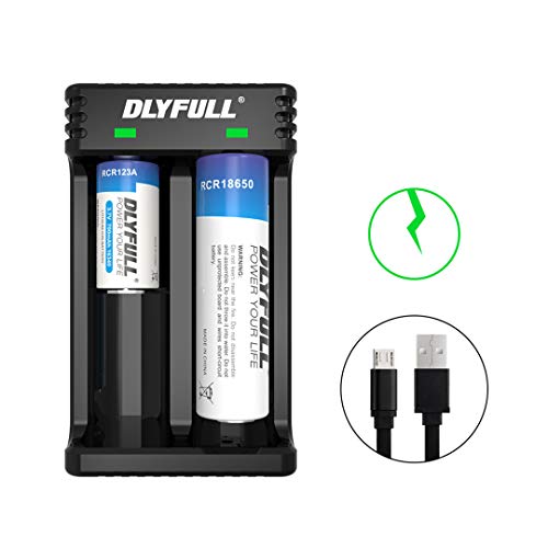 Dlyfull Universal Intelligent USB Dual Battery Charger for IMR/ICR Li-ion 18650 18500 18350 26650 21700 20700 22650 Rechargeable Batteries(Battery Not Included)