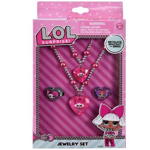 L.O.L. Surprise! LOL Jewelry Set- Necklace, Bracelet & Ring Set in Box