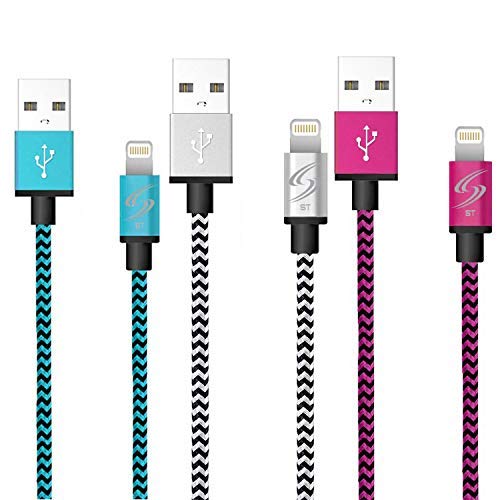 Techstyle Phone Charger Fast Charging Cable 6FT 5 Pack Nylon Braided High Speed Charging Cord USB Compatible with Phone XS MAX XR X 8 8 Plus 7 7 Plus 6s 6s Plus 6 6 Plus