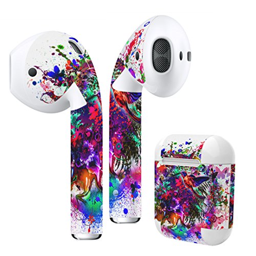 Book Cover Airpods Skin + Case Skin Sticker Skin Decal for airpod Compatible with AirPods 1st(2016) and 2nd(2019) Stylish Covers for Protection & Customization 012273 Paintã€€Colorfulã€€Bird