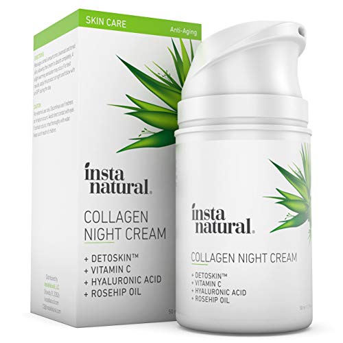 Book Cover Collagen Night Anti Aging Cream - Anti Wrinkle Moisturizer for Face & Neck- Helps Reduce Appearance of Wrinkles & Fine Lines - Natural & Organic - Vitamin C & Hyaluronic Acid - InstaNatural - 1.7oz