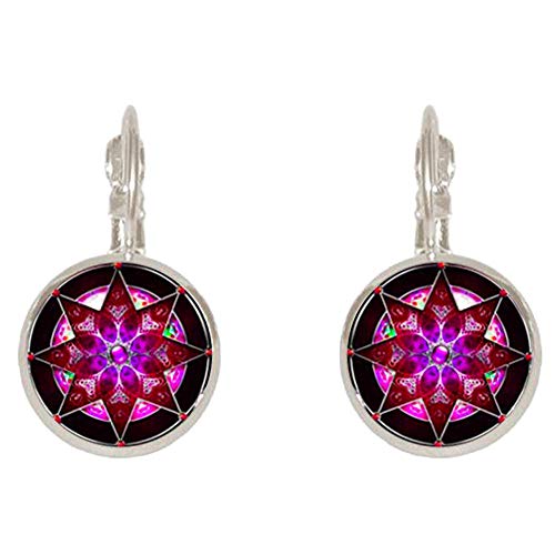 WillowswayW Vintage Bohemian Round Lotus Leverback Earrings Women Party Banquet Jewelry