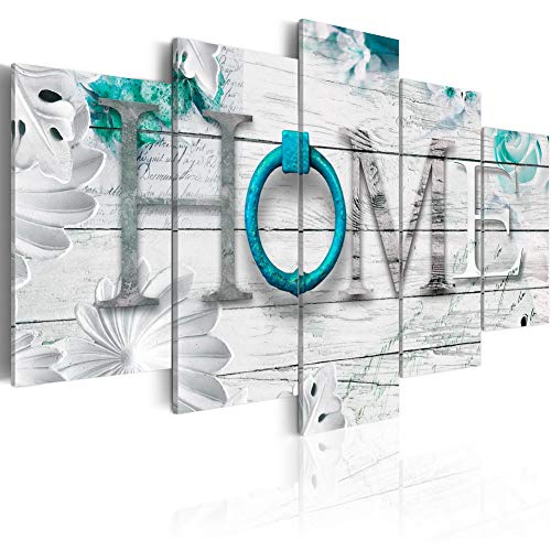 Dreamy Home 5 Panels Turquoise Canvas Print Painting Modern Wall Art Decoration 40"W x 20"H