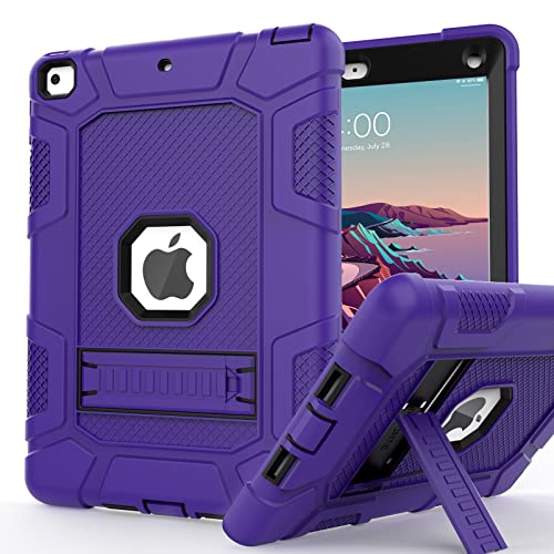 Rantice iPad 6th Generation Cases, iPad 5th Generation Case, iPad Air 2 Case, iPad 9.7 Case, Shockproof Rugged Drop Protection Cover Built with Kickstand for iPad 9.7'' A1893/A1954/A1822/A1823(Purlpe)