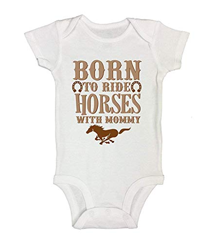 Cute Western Onesies Born to Ride Horses- Royaltee Animal Boutique Shirts 0-3 Months, White
