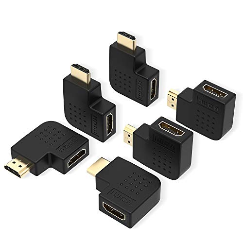 ELUTENG 6 Pack 270 and 90 Degree HDMI Adapter, 4K 60Hz Right Angel HDMI Connector Bandwidth 18Gbps Male to Female HDMI Connector Elbow HDCP Converter Compatible for TV/Laptop/Projector/DVD/Game Box