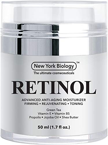 Book Cover New York Biology Retinol Cream Moisturizer for Face and Eye Area - Anti Aging Infused with Vitamin A and E for Fine Lines and Wrinkles - 1.7 oz